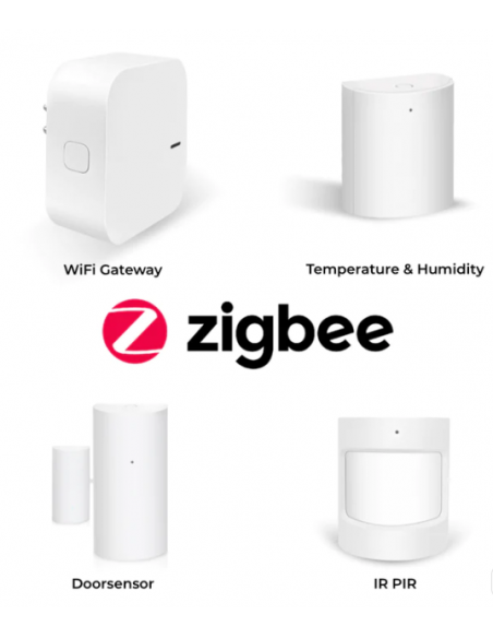 Kit Hihome Zigbee, 1 X Senzor temperatura si umiditate, senzor de miscare, senzor usa, 1 Zigbee Gateway